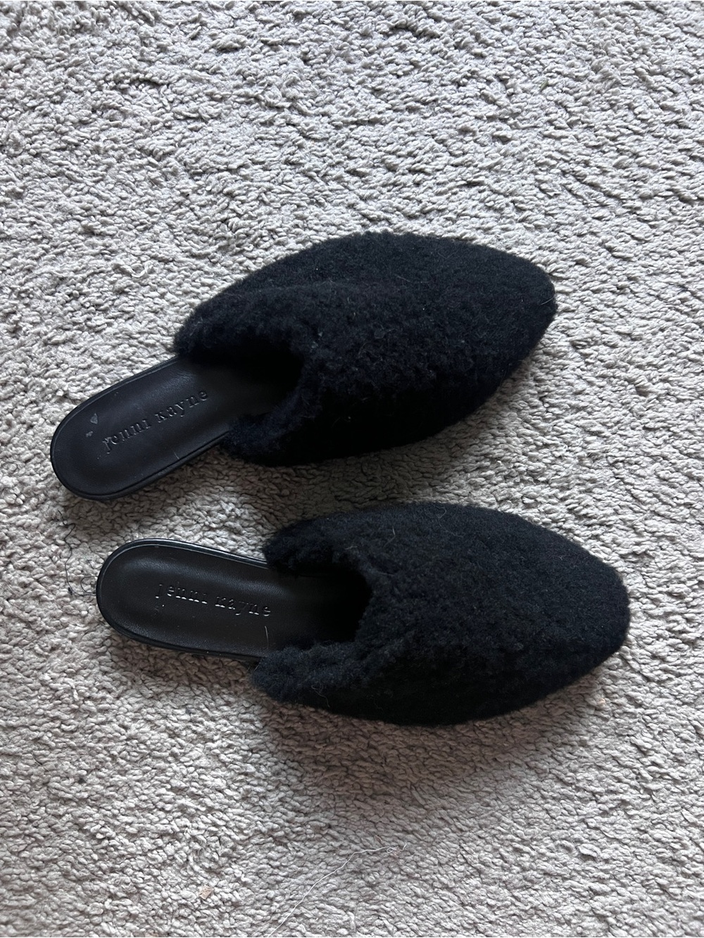 $425 NEW Jenni Kayne Black Shearling Fur Mule Flats size 37/6.5